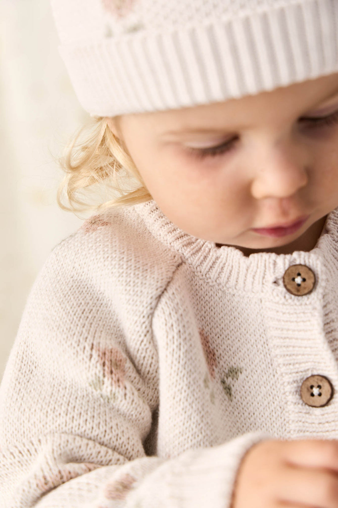 Juliette Cardigan - Petite Goldie Knit Parchment Childrens Cardigan from Jamie Kay Australia