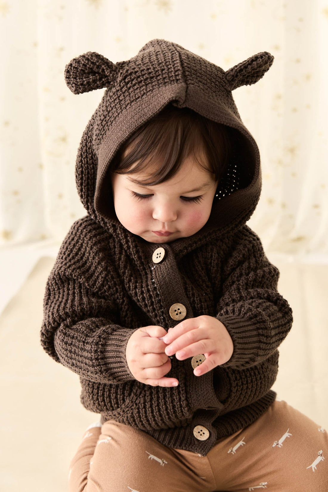 Connor Bear Cardigan - Dark Coffee Childrens Cardigan from Jamie Kay Australia