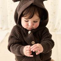 Connor Bear Cardigan - Dark Coffee Childrens Cardigan from Jamie Kay Australia