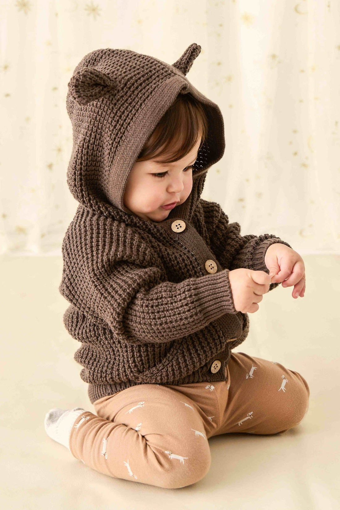 Connor Bear Cardigan - Dark Coffee Childrens Cardigan from Jamie Kay Australia