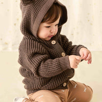 Connor Bear Cardigan - Dark Coffee Childrens Cardigan from Jamie Kay Australia