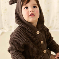 Connor Bear Cardigan - Dark Coffee Childrens Cardigan from Jamie Kay Australia