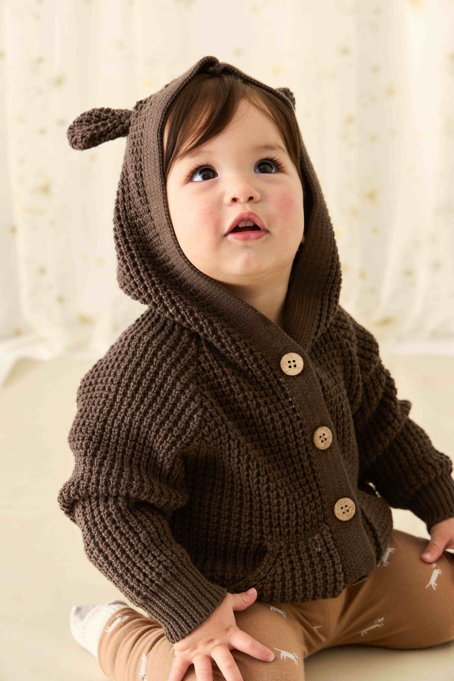 Connor Bear Cardigan - Dark Coffee Childrens Cardigan from Jamie Kay Australia