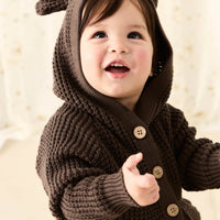 Connor Bear Cardigan - Dark Coffee Childrens Cardigan from Jamie Kay Australia