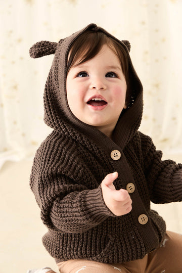 Connor Bear Cardigan - Dark Coffee Childrens Cardigan from Jamie Kay Australia