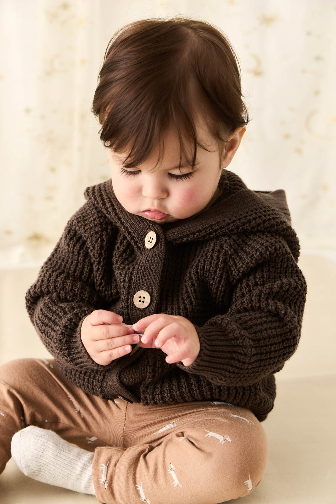 Connor Bear Cardigan - Dark Coffee Childrens Cardigan from Jamie Kay Australia