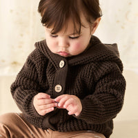 Connor Bear Cardigan - Dark Coffee Childrens Cardigan from Jamie Kay Australia