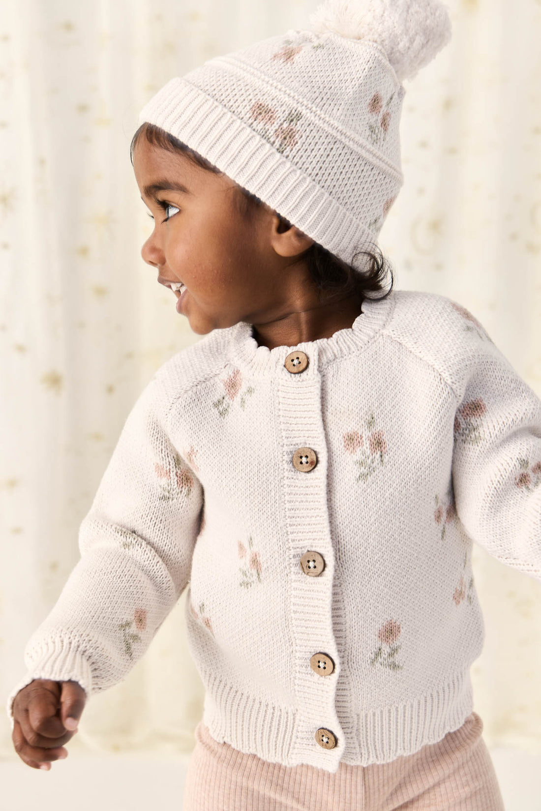 Juliette Cardigan - Petite Goldie Knit Parchment Childrens Cardigan from Jamie Kay Australia