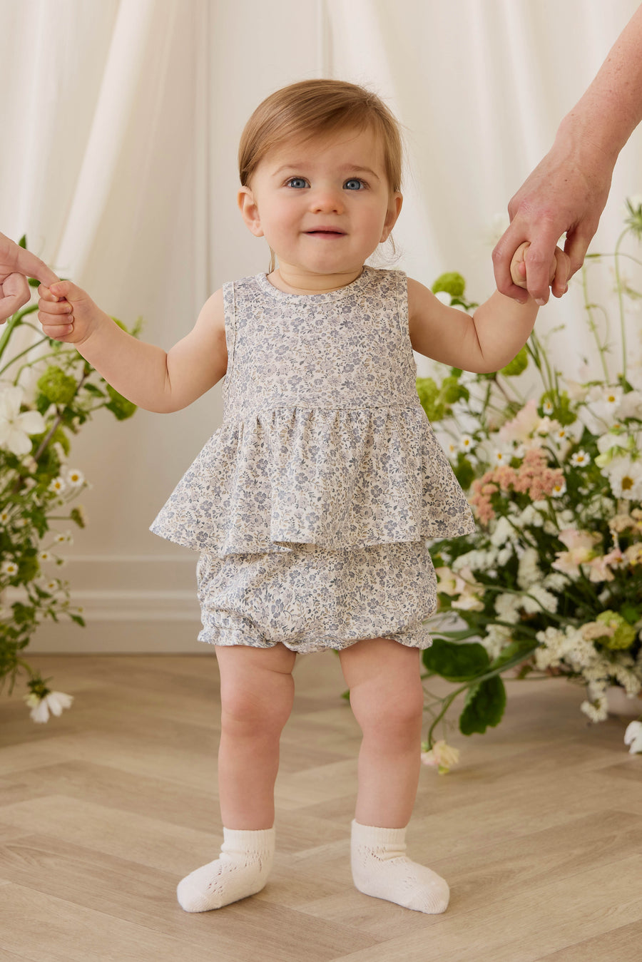 Organic Cotton Frill Bloomer - Tully Grey Childrens Bloomer from Jamie Kay Australia