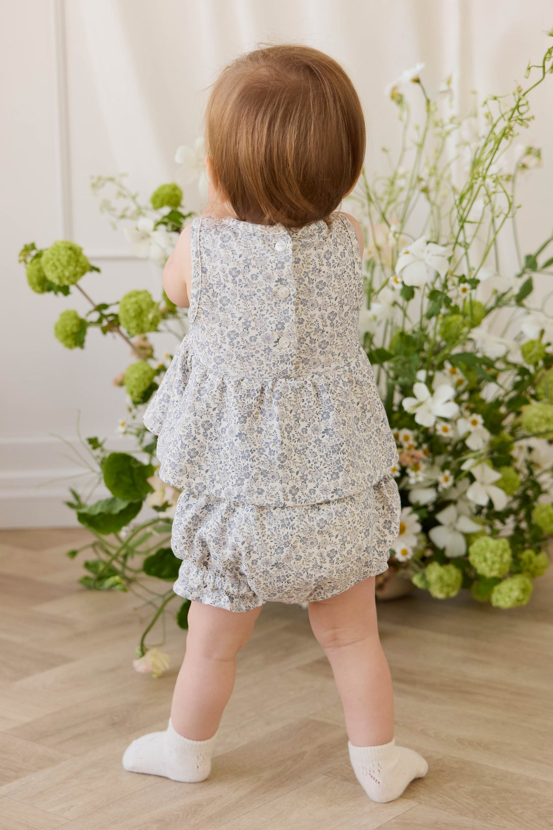 Organic Cotton Frill Bloomer - Tully Grey Childrens Bloomer from Jamie Kay Australia