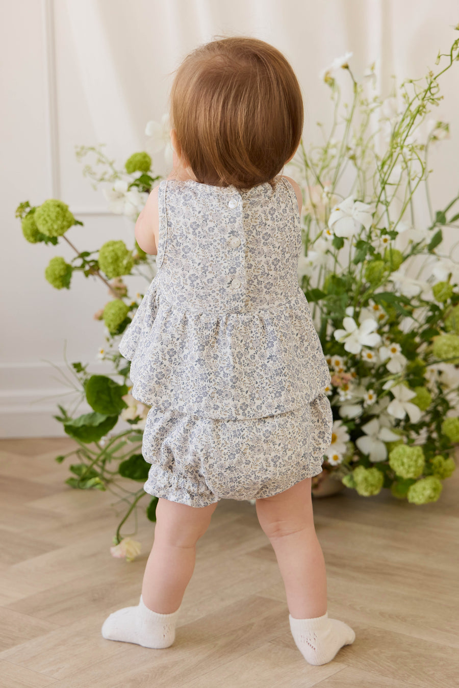 Organic Cotton Frill Bloomer - Tully Grey Childrens Bloomer from Jamie Kay Australia