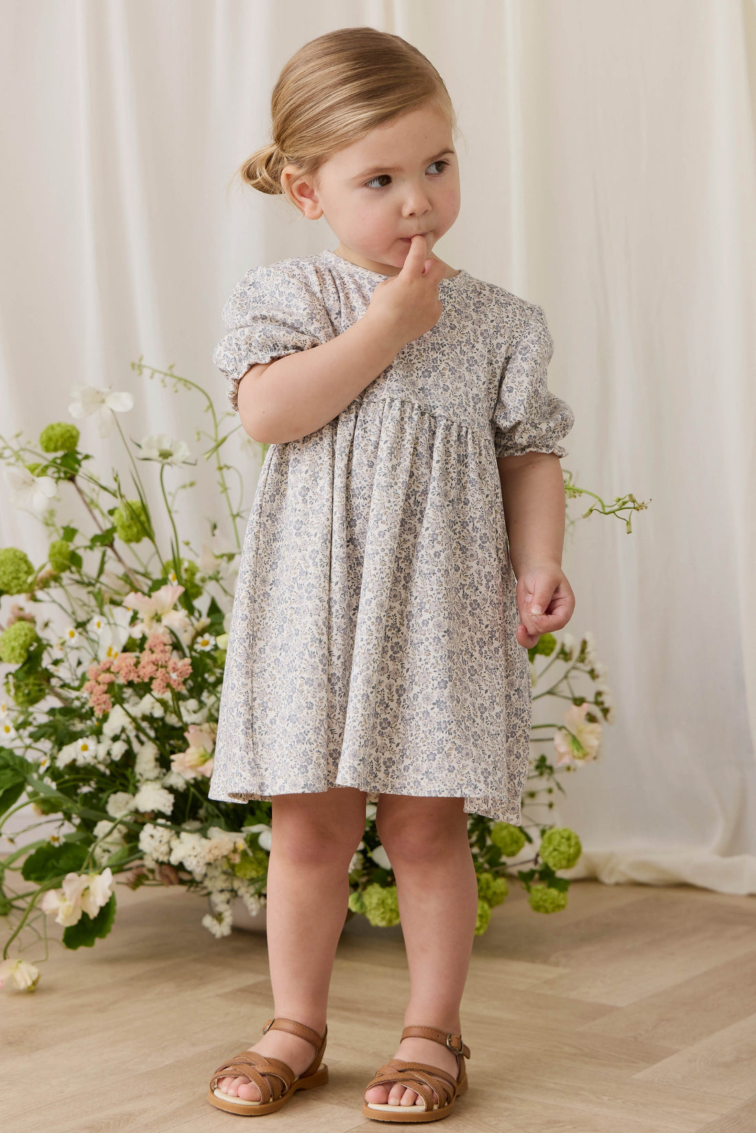 Organic Cotton Penny Dress - Tully Grey Childrens Dress from Jamie Kay Australia