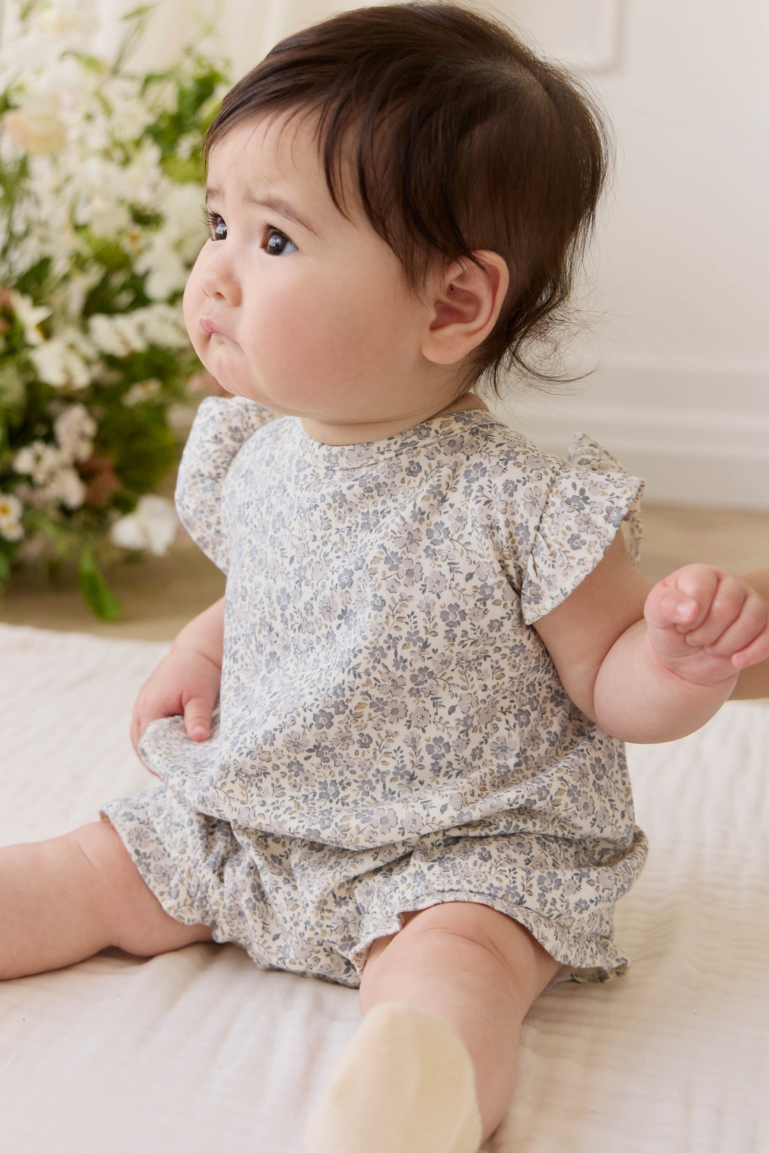 Organic Cotton Adrienne Playsuit - Tully Grey Childrens Playsuit from Jamie Kay Australia
