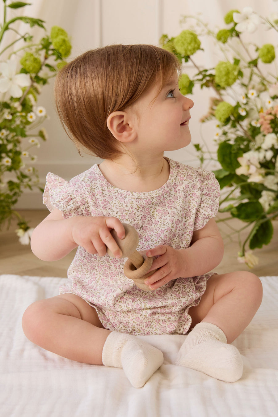 Organic Cotton Adrienne Playsuit - Tully Mauve Childrens Playsuit from Jamie Kay Australia