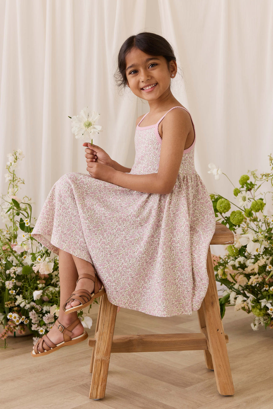 Organic Cotton Samantha Dress - Tully Mauve Childrens Dress from Jamie Kay Australia