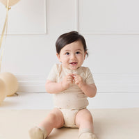 Organic Cotton Modal Darcy Tee Bodysuit - Milky Way Buff Childrens Bodysuit from Jamie Kay Australia