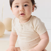 Organic Cotton Modal Darcy Tee Bodysuit - Milky Way Buff Childrens Bodysuit from Jamie Kay Australia