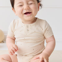 Organic Cotton Modal Darcy Tee Bodysuit - Milky Way Buff Childrens Bodysuit from Jamie Kay Australia