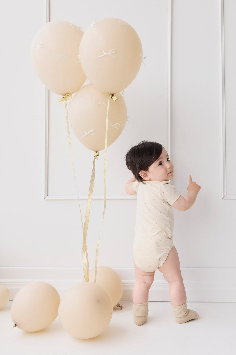 Organic Cotton Modal Darcy Tee Bodysuit - Milky Way Buff Childrens Bodysuit from Jamie Kay Australia