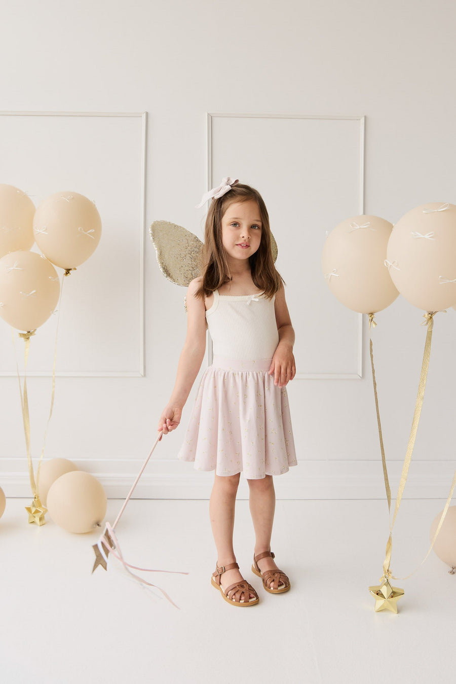 Organic Cotton Meadow Skirt - Simple Flowers Lilac Childrens Skirt from Jamie Kay Australia