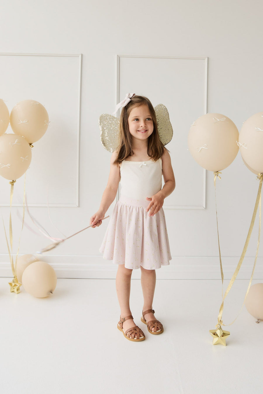 Organic Cotton Meadow Skirt - Simple Flowers Lilac Childrens Skirt from Jamie Kay Australia