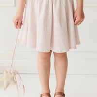 Organic Cotton Meadow Skirt - Simple Flowers Lilac Childrens Skirt from Jamie Kay Australia