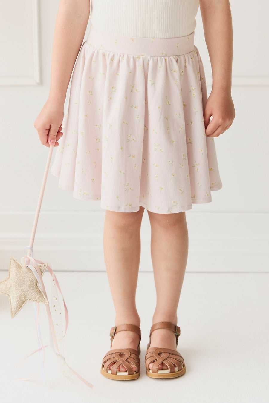 Organic Cotton Meadow Skirt - Simple Flowers Lilac Childrens Skirt from Jamie Kay Australia