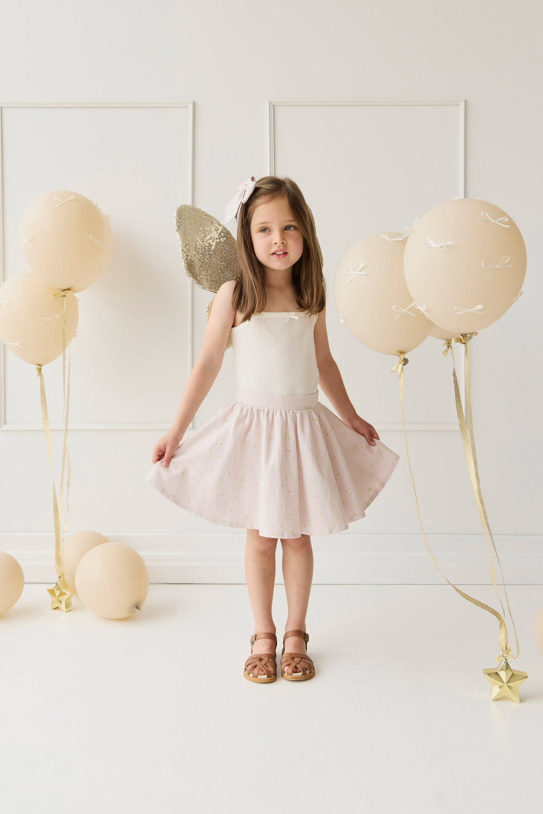 Organic Cotton Meadow Skirt - Simple Flowers Lilac Childrens Skirt from Jamie Kay Australia