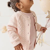 Cable Knitted Jumper - Ballet Pink Childrens Jumper from Jamie Kay Australia