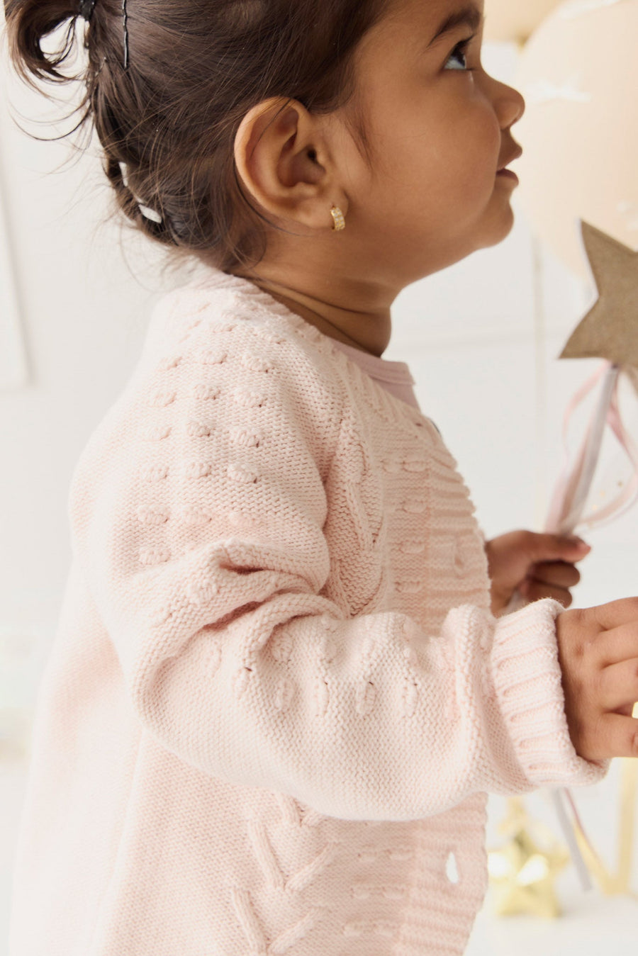 Cable Knitted Jumper - Ballet Pink Childrens Jumper from Jamie Kay Australia