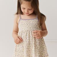 Organic Cotton Maple Singlet - Blueberry Field Raindrops Childrens Singlet from Jamie Kay Australia