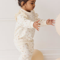 Organic Cotton Morgan Track Pant - Simple Flowers Egret Childrens Pant from Jamie Kay Australia