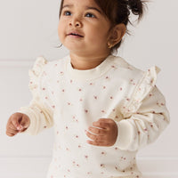 Organic Cotton Maple Sweatshirt - Simple Flowers Egret Childrens Top from Jamie Kay Australia