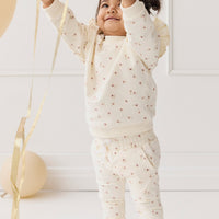 Organic Cotton Morgan Track Pant - Simple Flowers Egret Childrens Pant from Jamie Kay Australia