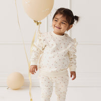 Organic Cotton Morgan Track Pant - Simple Flowers Egret Childrens Pant from Jamie Kay Australia