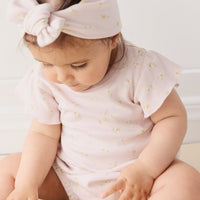 Organic Cotton Sage Onepiece - Simple Flowers Lilac Childrens Onepiece from Jamie Kay Australia