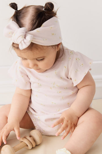 Organic Cotton Sage Onepiece - Simple Flowers Lilac Childrens Onepiece from Jamie Kay Australia