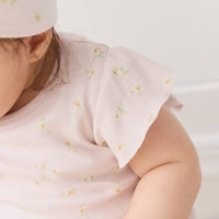 Organic Cotton Sage Onepiece - Simple Flowers Lilac Childrens Onepiece from Jamie Kay Australia