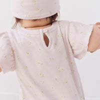 Organic Cotton Sage Onepiece - Simple Flowers Lilac Childrens Onepiece from Jamie Kay Australia