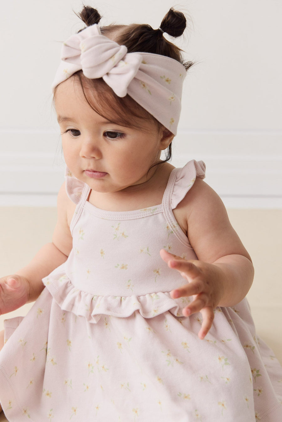 Organic Cotton Headband - Simple Flowers Lilac Childrens Headband from Jamie Kay Australia