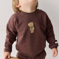 Organic Cotton Damien Sweatshirt - Earth Little Ted Childrens Top from Jamie Kay Australia