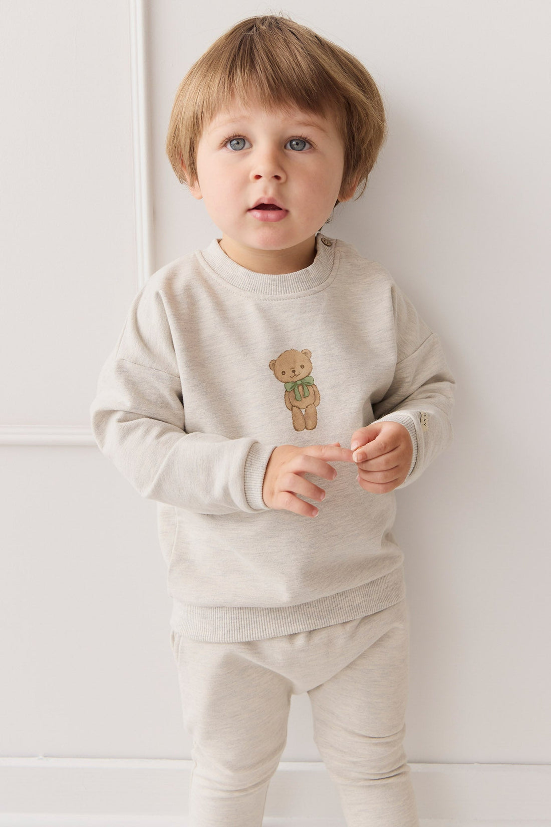 Organic Cotton Morgan Track Pant - Oatmeal Marle Childrens Pant from Jamie Kay Australia