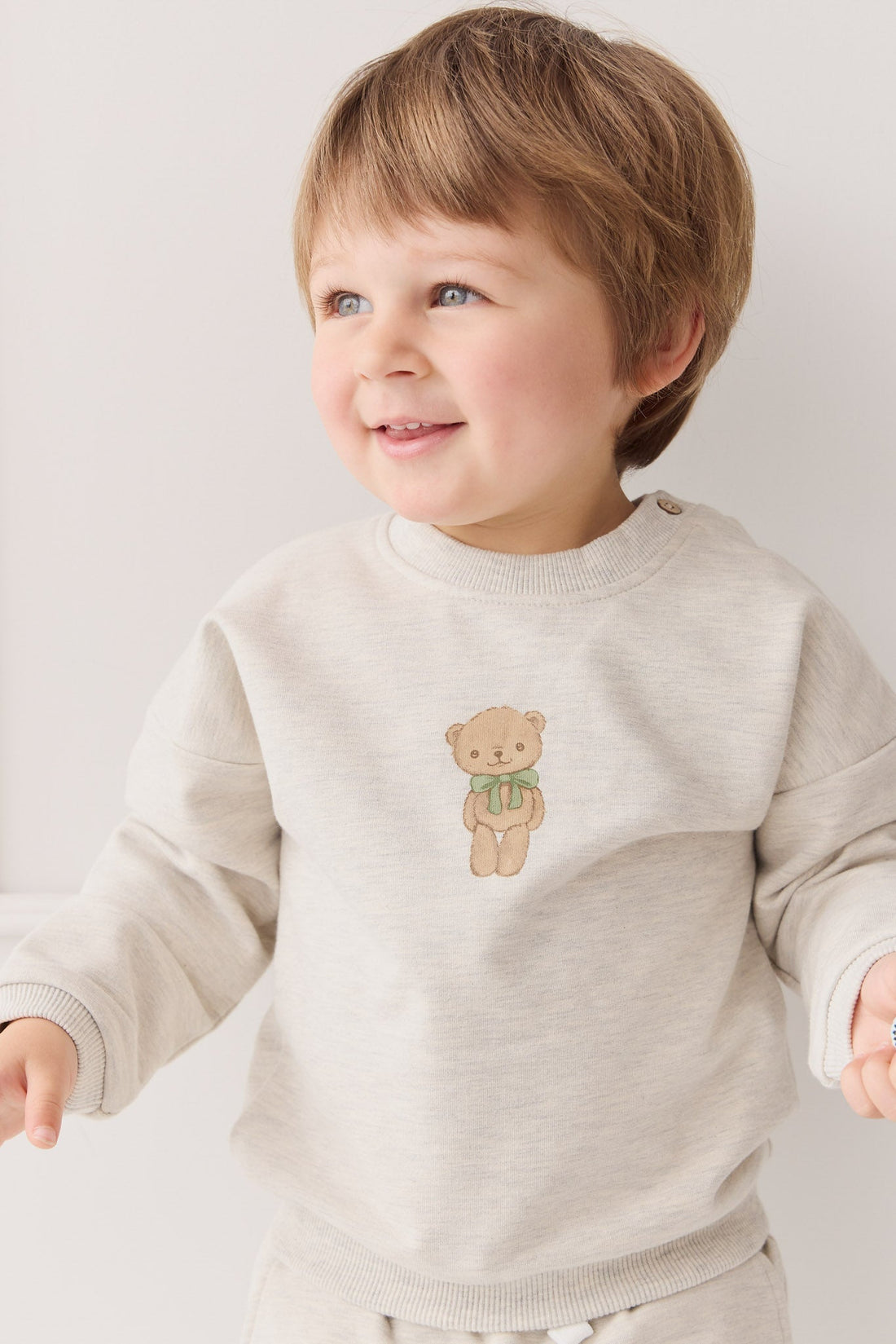 Organic Cotton Damien Sweatshirt - Oatmeal Marle Little Ted Childrens Top from Jamie Kay Australia