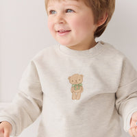 Organic Cotton Damien Sweatshirt - Oatmeal Marle Little Ted Childrens Top from Jamie Kay Australia