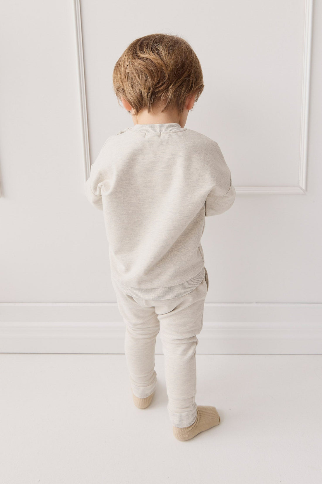 Organic Cotton Damien Sweatshirt - Oatmeal Marle Little Ted Childrens Top from Jamie Kay Australia