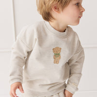 Organic Cotton Damien Sweatshirt - Oatmeal Marle Little Ted Childrens Top from Jamie Kay Australia