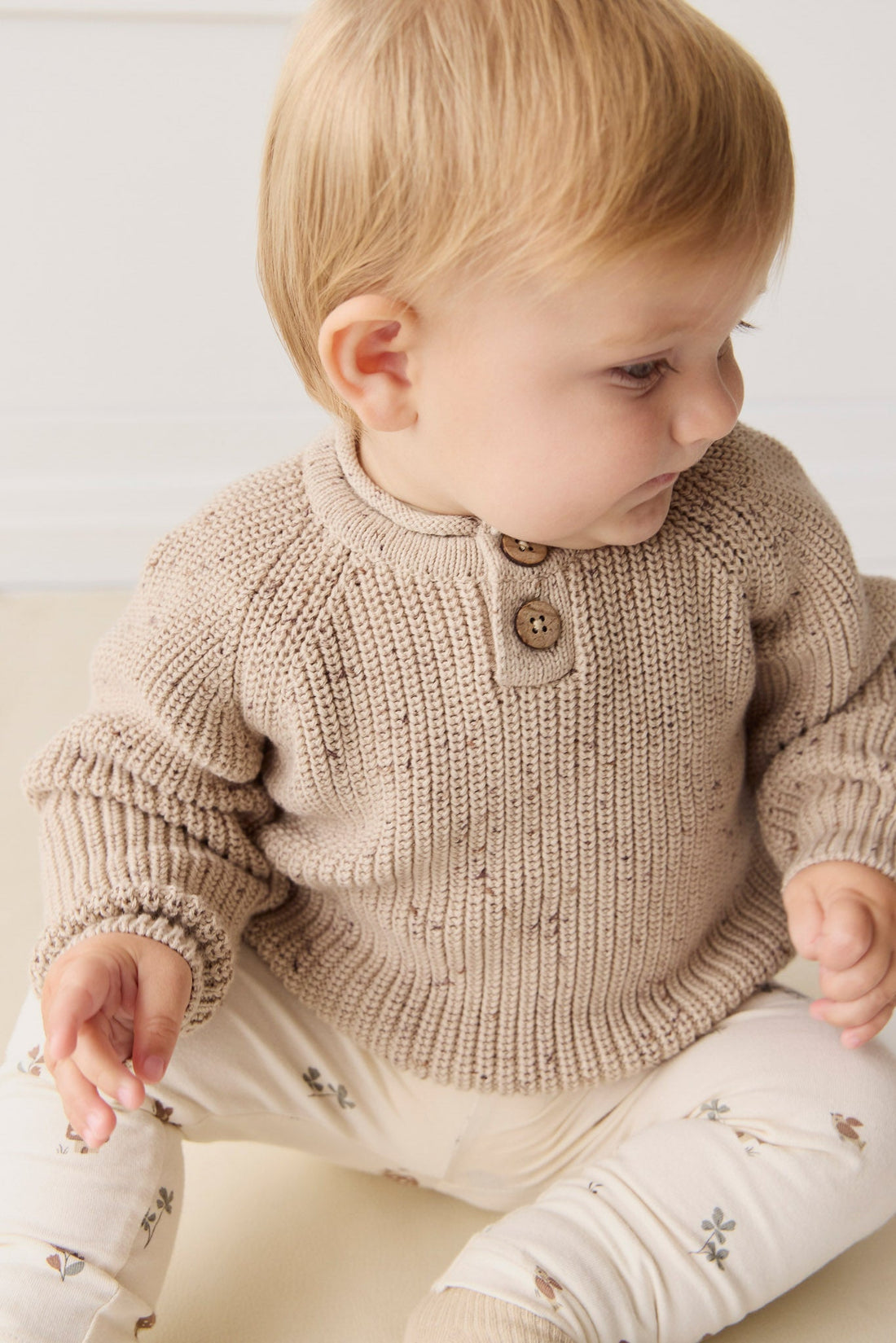 Sam Knitted Jumper - Malt Fleck Childrens Jumper from Jamie Kay Australia