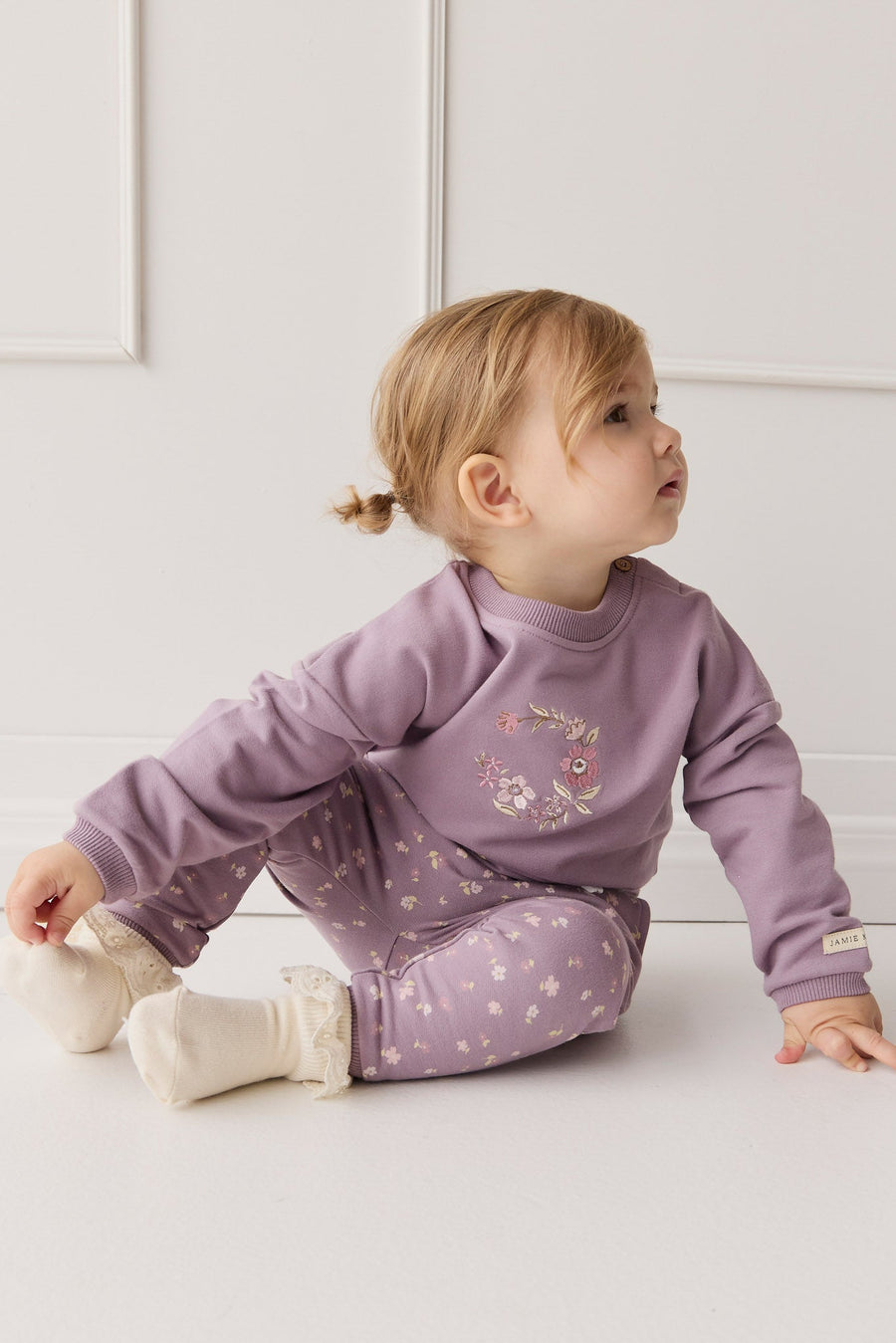 Organic Cotton Damien Sweatshirt - Vintage Violet Wreath Childrens Top from Jamie Kay Australia