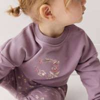 Organic Cotton Damien Sweatshirt - Vintage Violet Wreath Childrens Top from Jamie Kay Australia