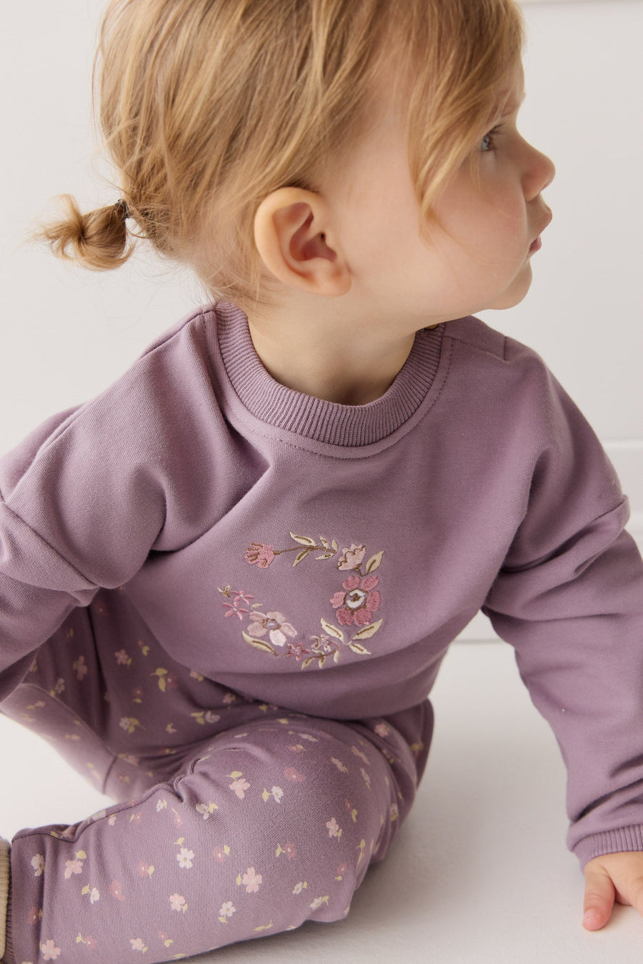 Organic Cotton Damien Sweatshirt - Vintage Violet Wreath Childrens Top from Jamie Kay Australia